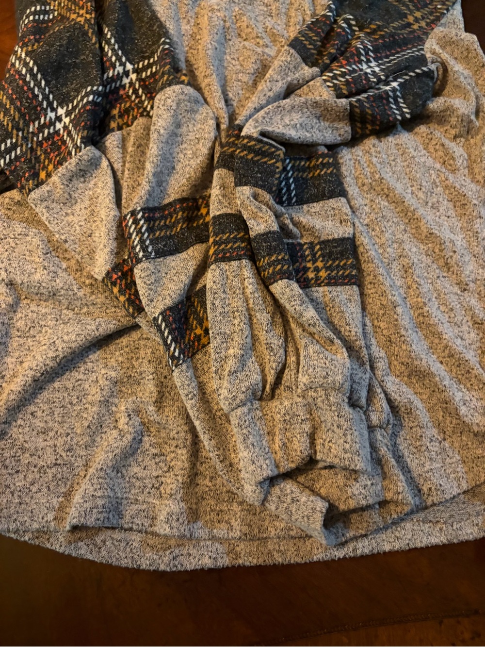 Women’s Grey Knit top with Patterned Elbow Patches